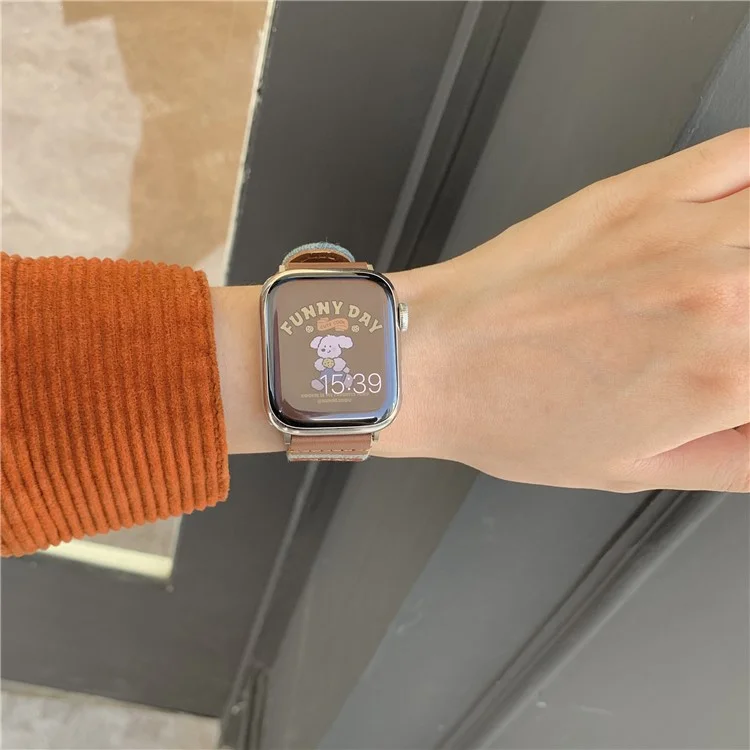 Correa de reloj vaquera para Apple Watch Series 10 9 8 7 SE 6 5 4 3 2 1 de 42mm, 41mm, 40mm y 38mm, correa de repuesto retro - Perro / Color vintage