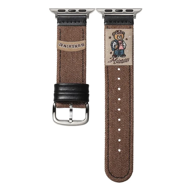 Denim Watch Band for Apple Watch Series 10 9 8 7 SE 6 5 4 3 2 1 42mm 41mm 40mm 38mm Retro Replacement Strap - Bear