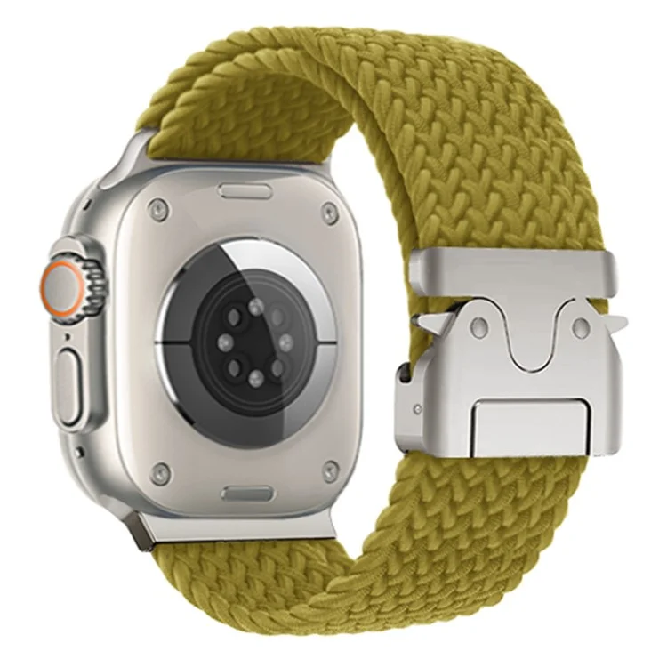 Bracelet tressé pour Apple Watch Séries 10 9 8 7 SE 6 5 4 3 2 1 42mm 41mm 40mm 38mm Bracelet de montre 24mm Boucle parachute - Vert jaune