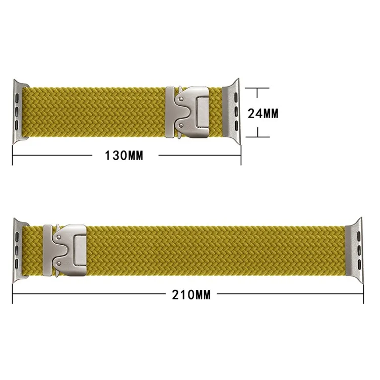 Bracelet tressé pour Apple Watch Séries 10 9 8 7 SE 6 5 4 3 2 1 42mm 41mm 40mm 38mm Bracelet de montre 24mm Boucle parachute - Vert jaune
