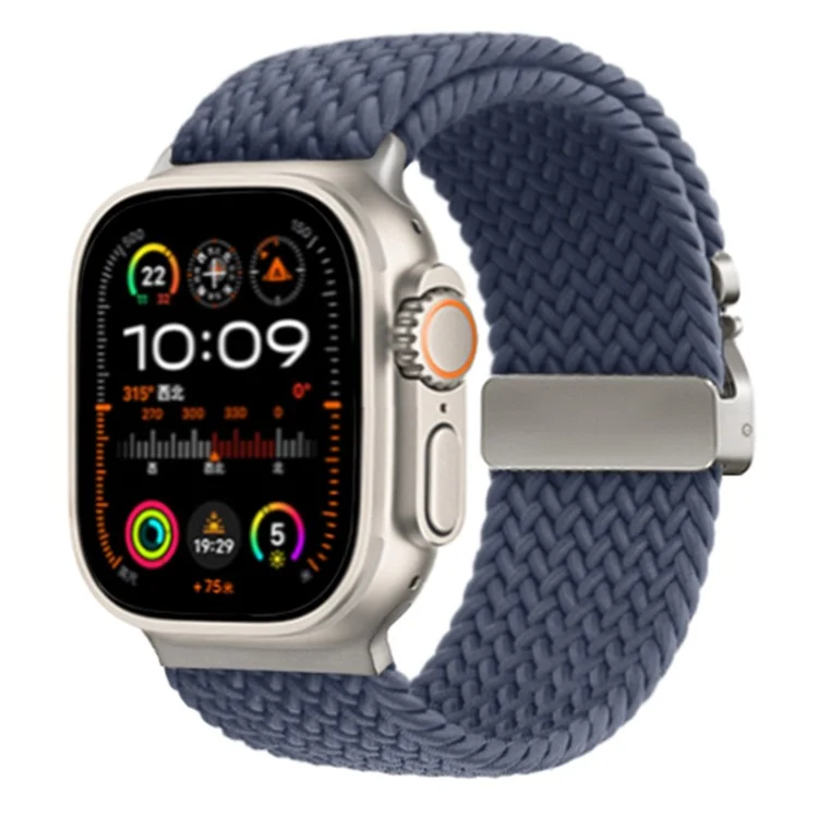Braided Strap for Apple Watch Series 10 Ultra 9 8 7 SE 6 5 4 3 2 1 46mm 49mm 45mm 44mm 42mm Watch Band 24mm Parachute Buckle - Blue