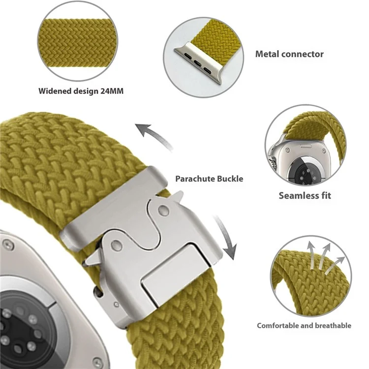 Braided Strap for Apple Watch Series 10 Ultra 9 8 7 SE 6 5 4 3 2 1 46mm 49mm 45mm 44mm 42mm Watch Band 24mm Parachute Buckle - Blue