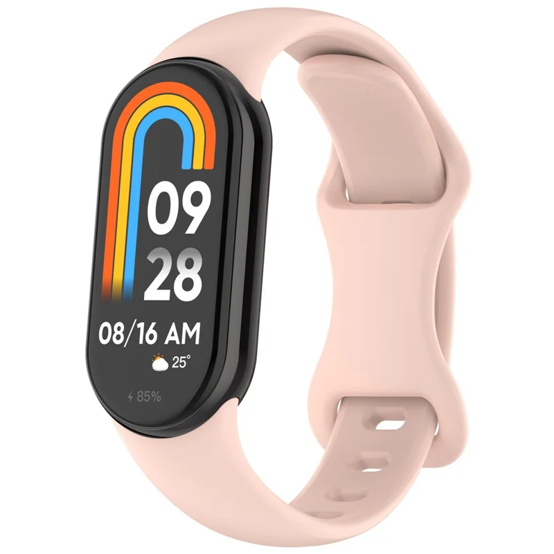 Silicone Watch Strap For Xiaomi Smart Band 9 NFC  /  9  /  8 NFC  /  8 Figure 8 Tail Reverse Buckle Wrist Band - Pink