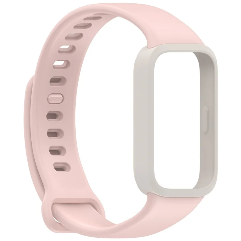 For Xiaomi Smart Band 9 Active / Redmi Band 3 Soft Silicone Integrated Wristband Watch Case - Starlight+Pink