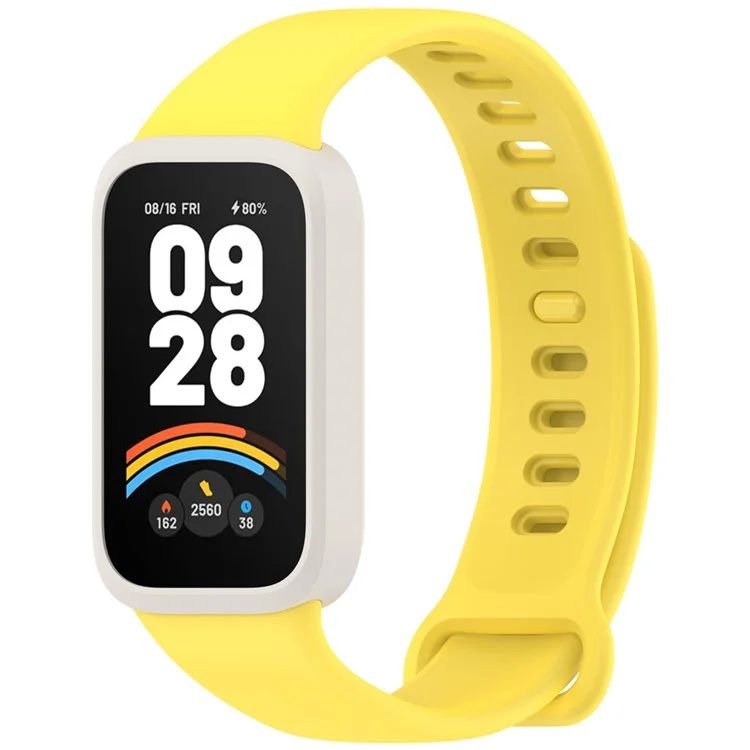 For Xiaomi Smart Band 9 Active / Redmi Band 3 Soft Silicone Integrated Wristband Watch Case - Starlight+Yellow