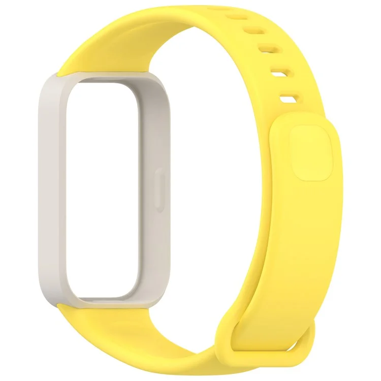 For Xiaomi Smart Band 9 Active / Redmi Band 3 Soft Silicone Integrated Wristband Watch Case - Starlight+Yellow