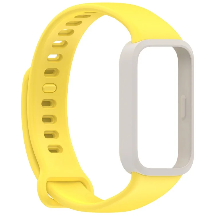 For Xiaomi Smart Band 9 Active / Redmi Band 3 Soft Silicone Integrated Wristband Watch Case - Starlight+Yellow