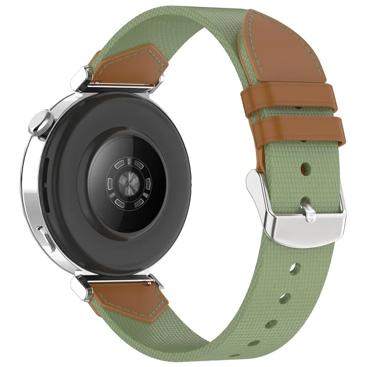 Watch Strap for Huawei Watch GT 5 Pro 42mm / GT 5 41mm / GT 4 41mm Universal 18mm Nylon Leather Wrist Band - Green+Brown