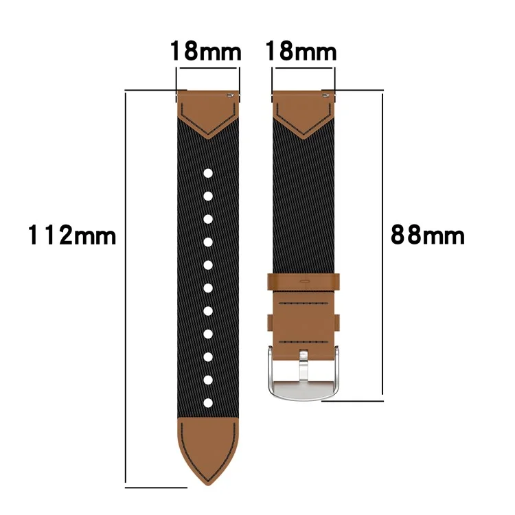 Watch Strap for Huawei Watch GT 5 Pro 42mm / GT 5 41mm / GT 4 41mm Universal 18mm Nylon Leather Wrist Band - Green+Brown