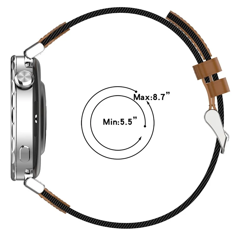 Watch Strap for Huawei Watch GT 5 Pro 42mm / GT 5 41mm / GT 4 41mm Universal 18mm Nylon Leather Wrist Band - Green+Brown