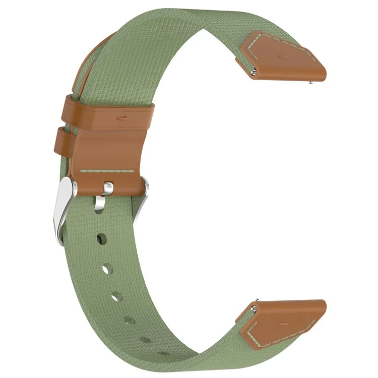 Watch Strap for Huawei Watch GT 5 Pro 42mm / GT 5 41mm / GT 4 41mm Universal 18mm Nylon Leather Wrist Band - Green+Brown