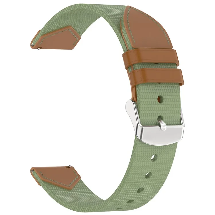 Watch Strap for Huawei Watch GT 5 Pro 42mm / GT 5 41mm / GT 4 41mm Universal 18mm Nylon Leather Wrist Band - Green+Brown