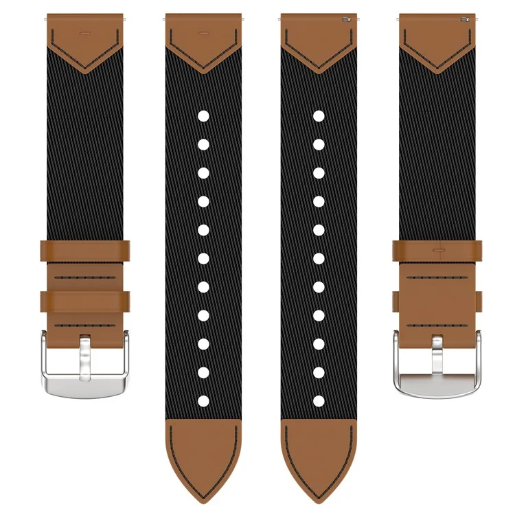 Watch Strap for Huawei Watch GT 5 Pro 42mm / GT 5 41mm / GT 4 41mm Universal 18mm Nylon Leather Wrist Band - Green+Brown
