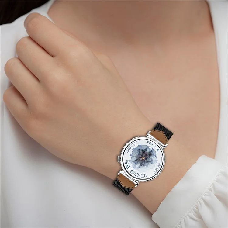 Watch Strap for Huawei Watch GT 5 Pro 42mm / GT 5 41mm / GT 4 41mm Universal 18mm Nylon Leather Wrist Band - Green+Brown