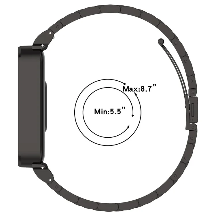 Para Xiaomi Smart Band 9 Active / Redmi Band 3 Caja de reloj con marco de metal Correa integrada de acero inoxidable de tres cuentas - Negro