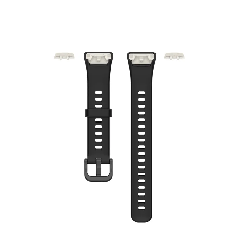 Solid Color Silicone Sport Watch Band Strap Replacement for Honor Band 6 - Black