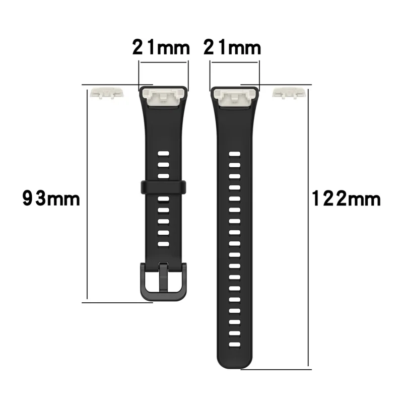 Solid Color Silicone Sport Watch Band Strap Replacement for Honor Band 6 - Black
