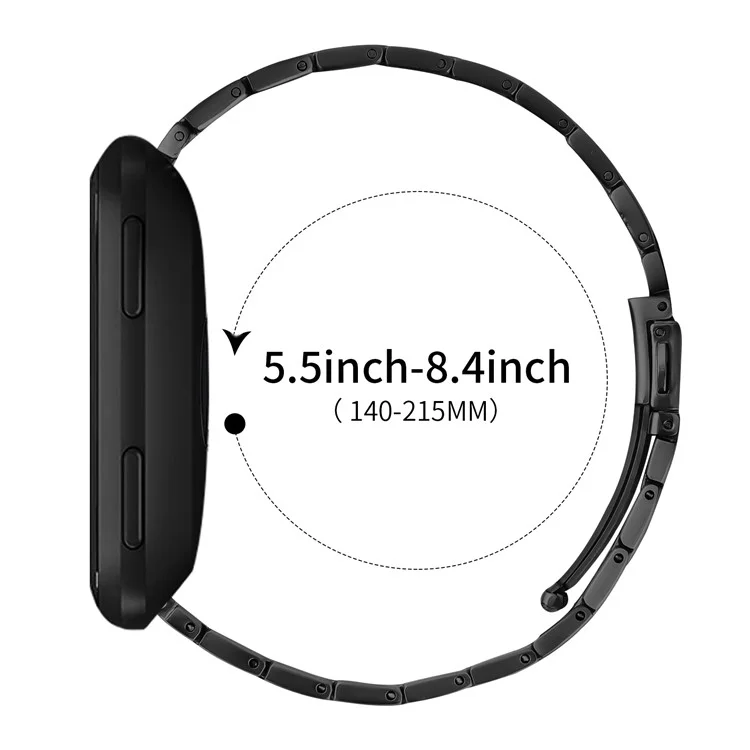Bracelet de montre en acier inoxydable ajustable pour Haylou RT LS05S - Noir