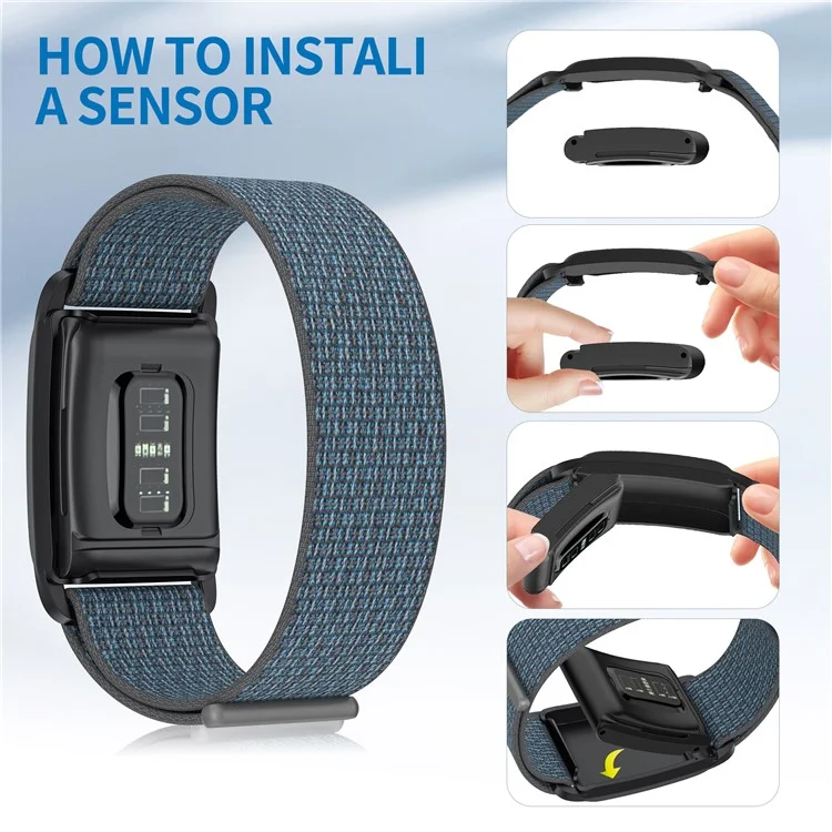 Für WHOOP 4.0 Fitness-Tracker Magic Tape Nylon Armband Ersatzband mit PC-Hülle - Grau