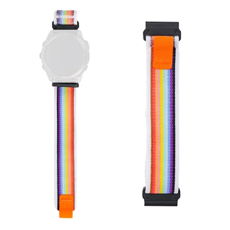 For Garmin Fenix 8 47mm / Fenix E 47mm Quick Release Nylon Loop Magic Tape Watch Band 22mm Universal Strap - Rainbow