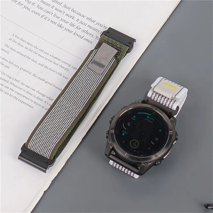 For Garmin Fenix 8 47mm / Fenix E 47mm Quick Release Nylon Loop Magic Tape Watch Band 22mm Universal Strap - Rainbow