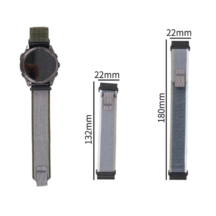 For Garmin Fenix 8 47mm / Fenix E 47mm Quick Release Nylon Loop Magic Tape Watch Band 22mm Universal Strap - Rainbow