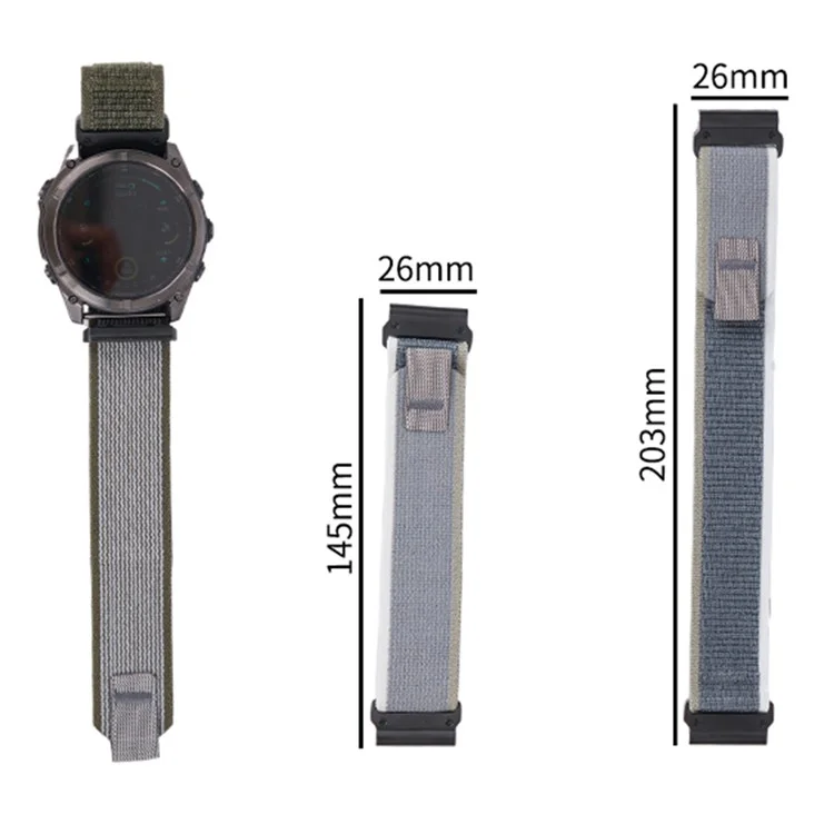 Correa de nailon para Garmin Fenix 8 51 mm / Enduro 3 / Enduro 2 Cinta mágica Loop 26 mm Correa de reloj universal - Blanco+Verde