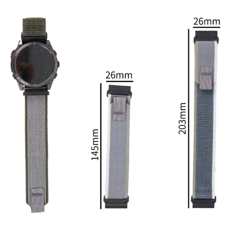 Nylon Strap for Garmin Fenix 8 51mm / Enduro 3 / Enduro 2 Magic Tape Loop 26mm Universal Watch Band - Rainbow