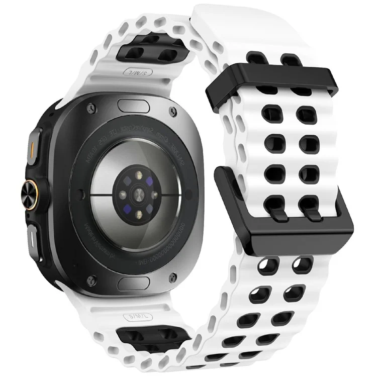 Pulseira de silicone de cor dupla de substituição para Samsung Galaxy Watch Ultra 47mm - Branco+Preto