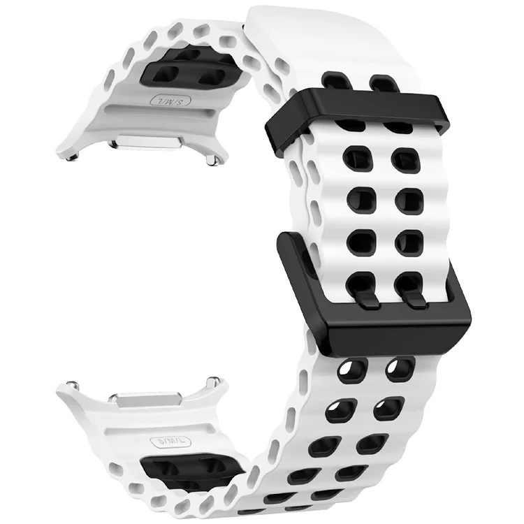 Pulseira de silicone de cor dupla de substituição para Samsung Galaxy Watch Ultra 47mm - Branco+Preto