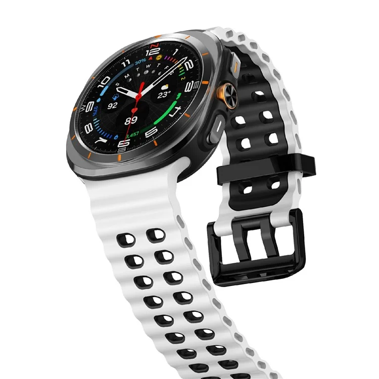 Pulseira de silicone de cor dupla de substituição para Samsung Galaxy Watch Ultra 47mm - Branco+Preto