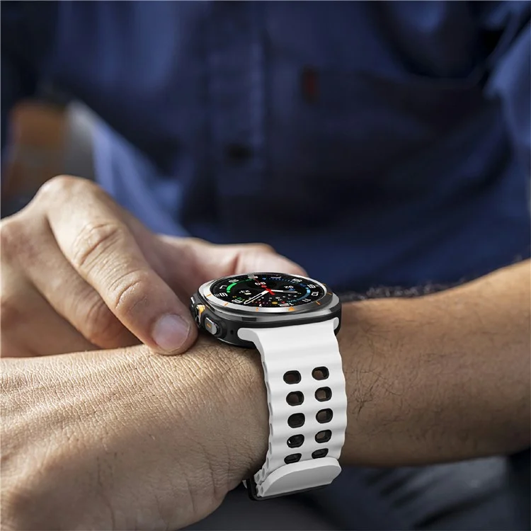 Pulseira de silicone de cor dupla de substituição para Samsung Galaxy Watch Ultra 47mm - Branco+Preto