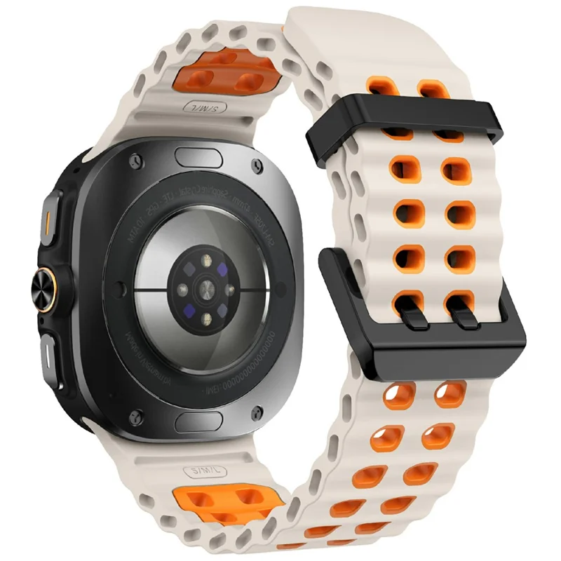 For Samsung Galaxy Watch Ultra 47mm Silicone Band Dual Color Replacement Watch Strap - Starlight+Orange