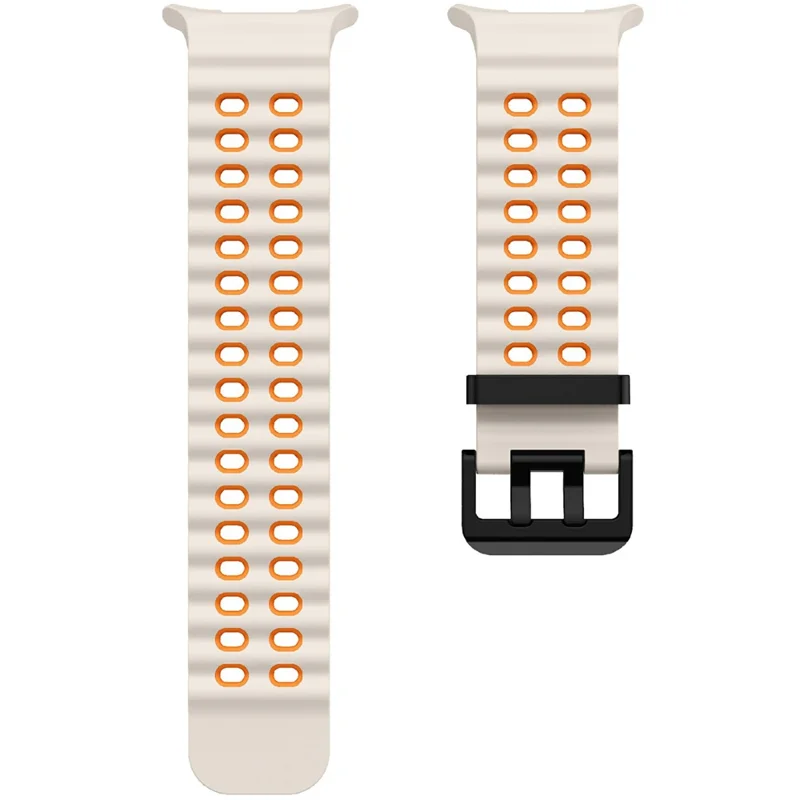 For Samsung Galaxy Watch Ultra 47mm Silicone Band Dual Color Replacement Watch Strap - Starlight+Orange