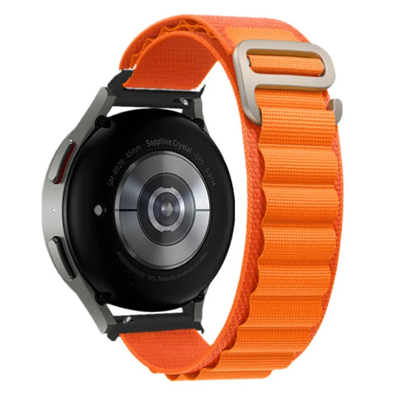 20mm Canvas Watch Band for Samsung Galaxy Watch7 44mm / 40mm / Huawei Watch GT 3 42mm Loop Fastener Strap - Orange