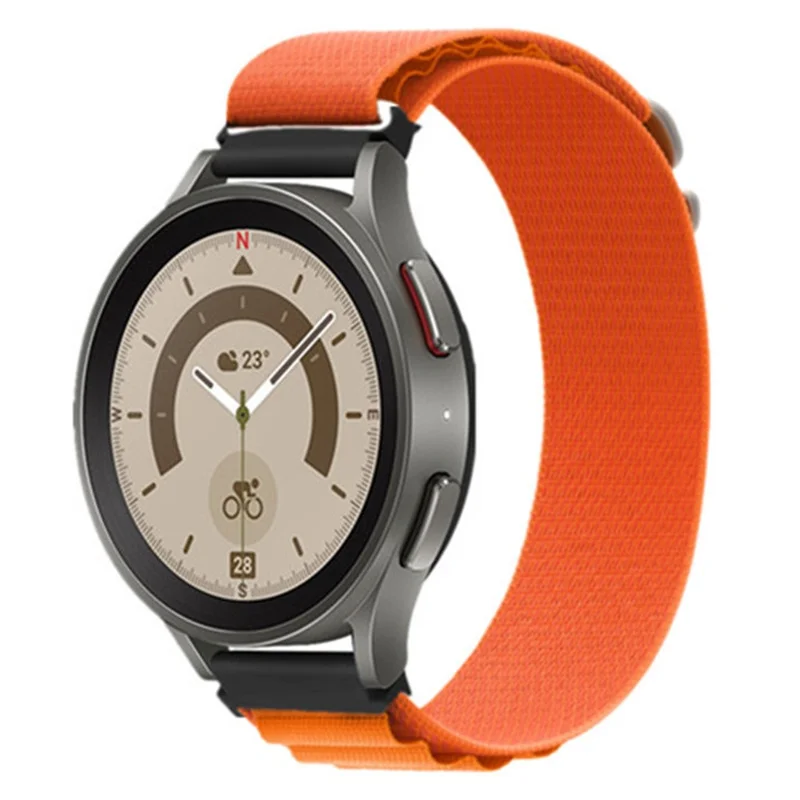 20mm Canvas Watch Band for Samsung Galaxy Watch7 44mm / 40mm / Huawei Watch GT 3 42mm Loop Fastener Strap - Orange