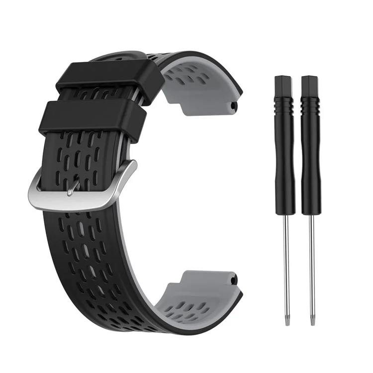 Double Color Silicone Watch Band Wrist Strap Substitui / Garmin Vivoactive - Preto / Cinza