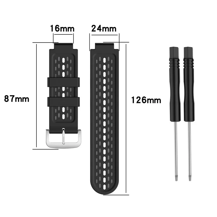 Double Color Silicone Watch Band Wrist Strap Substitui / Garmin Vivoactive - Preto / Cinza