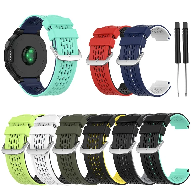 Double Color Silicone Watch Band Wrist Strap Substitui / Garmin Vivoactive - Preto / Cinza