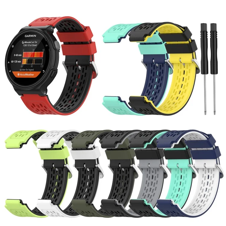 Double Color Silicone Watch Band Wrist Strap Substitui / Garmin Vivoactive - Preto / Cinza