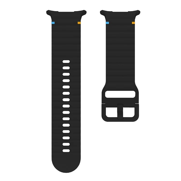 KALEBOL Per Samsung Galaxy Watch Ultra 47mm Cinturino in silicone per orologio Strap regolabile a punto onda - Nero