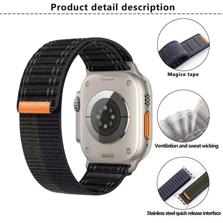 Cinturino in nylon KALEBOL per Apple Watch Series 10 Ultra 9 8 7 SE 6 5 4 3 2 1 da 46mm 49mm 45mm 44mm 42mm, con trama a onde - Nero