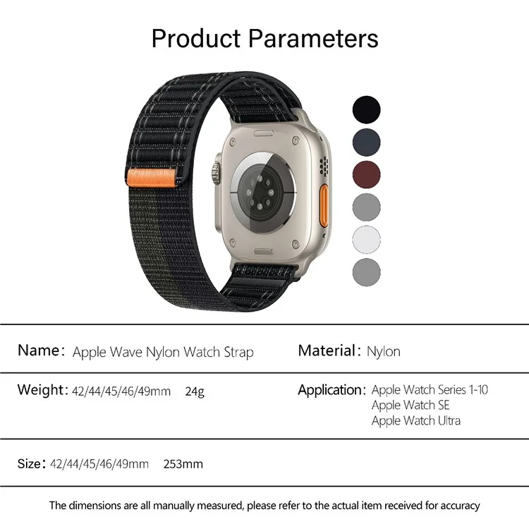 Cinturino in nylon KALEBOL per Apple Watch Series 10 Ultra 9 8 7 SE 6 5 4 3 2 1 da 46mm 49mm 45mm 44mm 42mm, con trama a onde - Nero