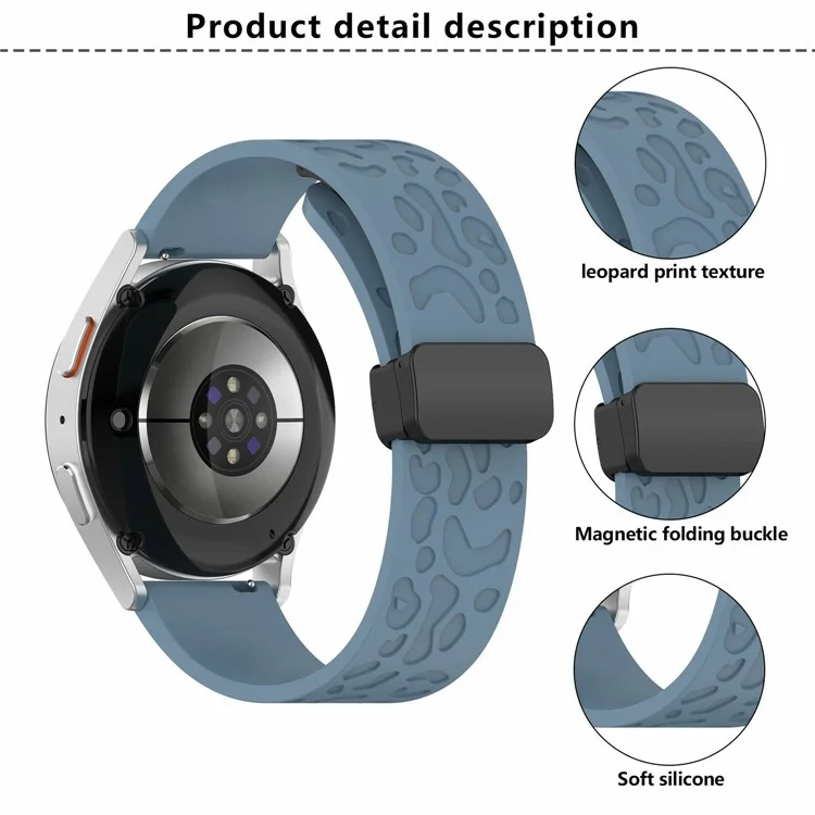 Correa de silicona magnética de 18 mm de KALEBOL para Huawei Watch GT 5 41 mm / GT 4 41 mm / Garmin Venu 3S, estampado de leopardo - Cian
