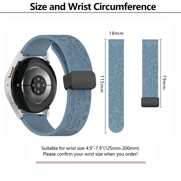 Correa de silicona magnética de 18 mm de KALEBOL para Huawei Watch GT 5 41 mm / GT 4 41 mm / Garmin Venu 3S, estampado de leopardo - Cian