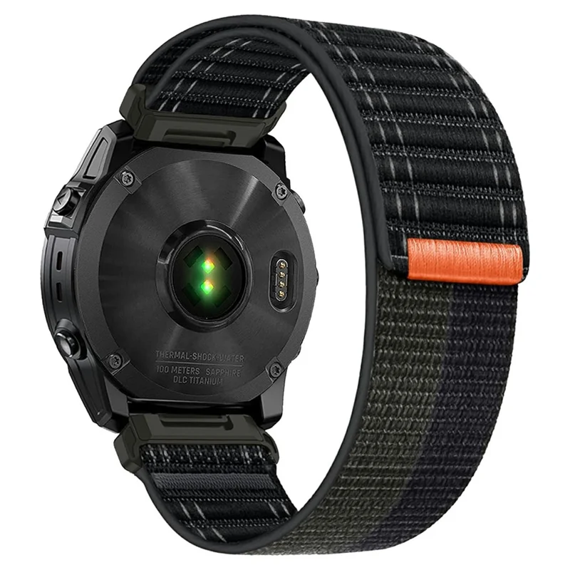 KALEBOL 26mm Nylon Watch Strap for Garmin Fenix 7X / 7X Pro / 6X / 6X Pro Ocean Wave Wrist Band - Black