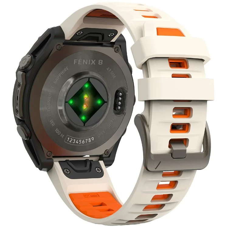 KALEBOL 26-миллиметровый двухцветный ремешок для часов для Garmin Fenix 7X Pro / 7X / 6X Pro / 6X, силиконовый браслет - Звездный свет + Оранжевый