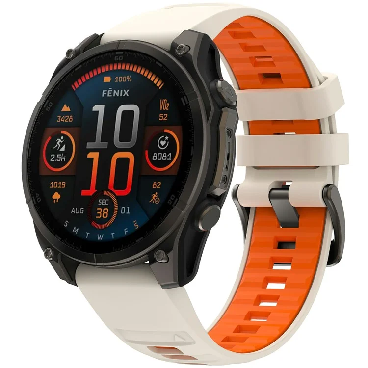 KALEBOL 26-миллиметровый двухцветный ремешок для часов для Garmin Fenix 7X Pro / 7X / 6X Pro / 6X, силиконовый браслет - Звездный свет + Оранжевый