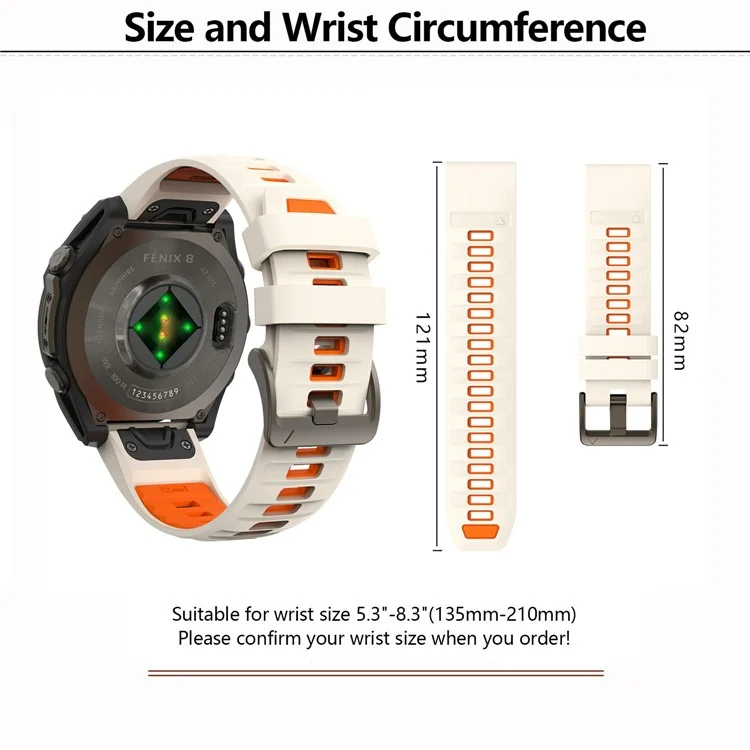 KALEBOL 26-миллиметровый двухцветный ремешок для часов для Garmin Fenix 7X Pro / 7X / 6X Pro / 6X, силиконовый браслет - Звездный свет + Оранжевый