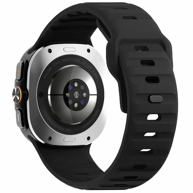 KALEBOL Pour Samsung Galaxy Watch Ultra 47mm Bracelet de montre en silicone Wave Sport - Noir